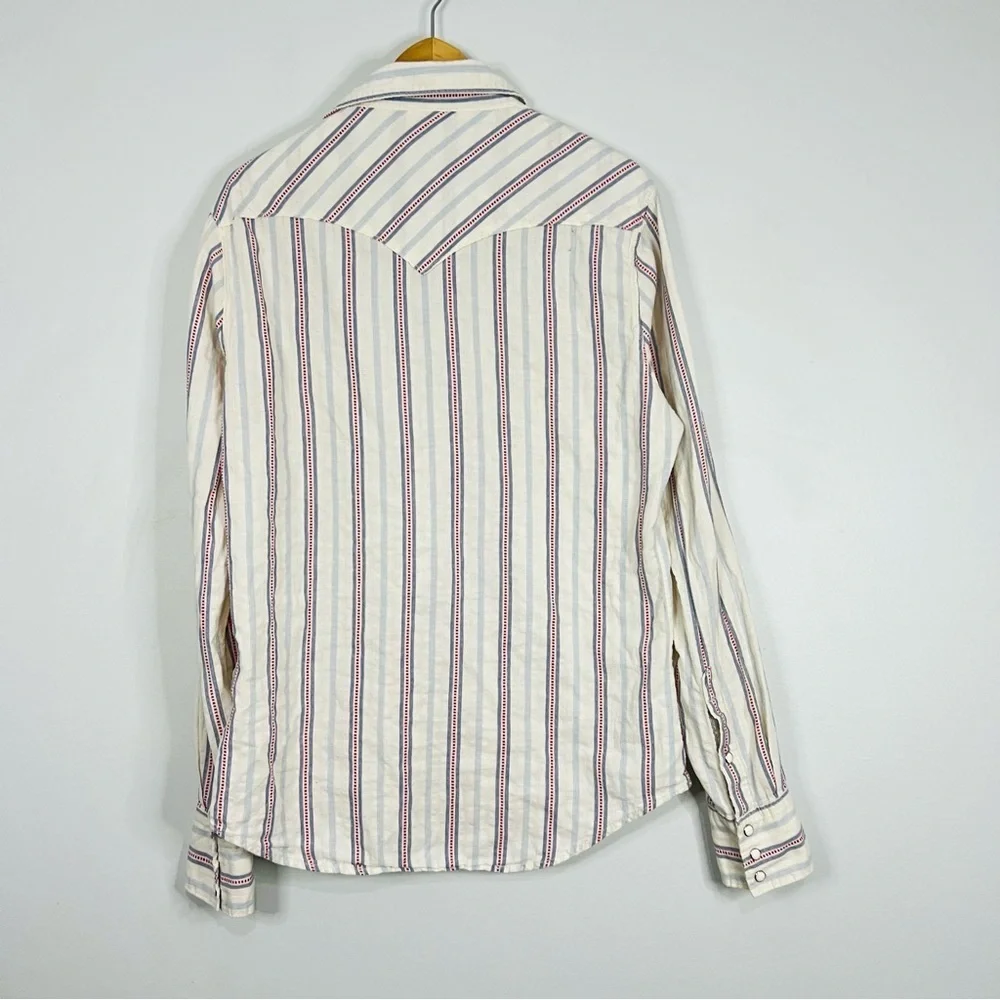 True Religion Lightweight Snap Button Striped Shirt Large
